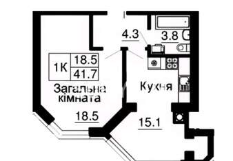 1-комн. вторичка, 42 м<sup>2</sup>, поверх 6/10